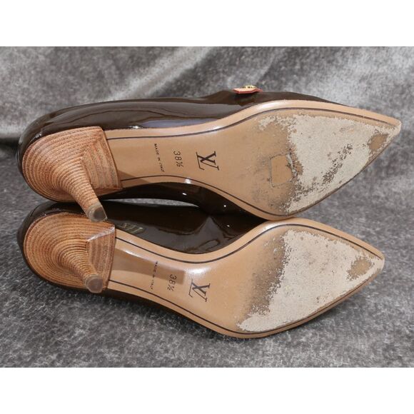 LOUIS VUITTON LADIES PUMPS HEELS LV MONOGRAM PATENT 38.5 / 8.5 BOX AND BAGS INCL - Picture 8 of 11